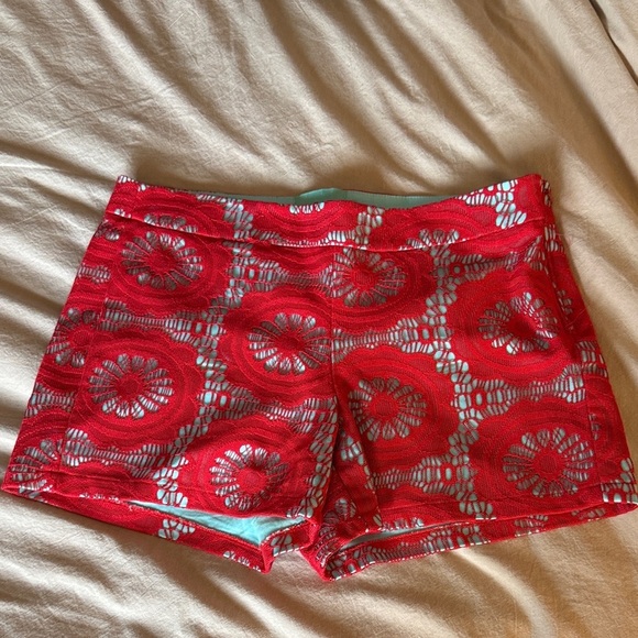 Judith March Pants - Judith March Red Lace Crochet Shorts light Blue Lining Medium Boutique